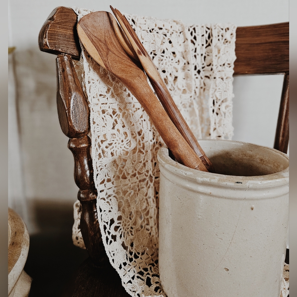 Mid-Century Handmade Wooden Utensil Set